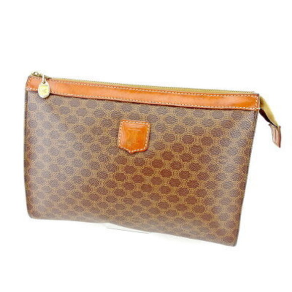Celine Macadam clutch bag Shoulder Bag brown beige leather - Picture 1 of 6